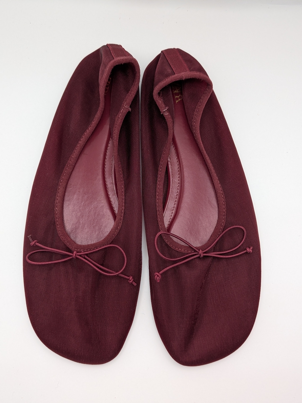 Zara Burgundy Bow Ballet Flats